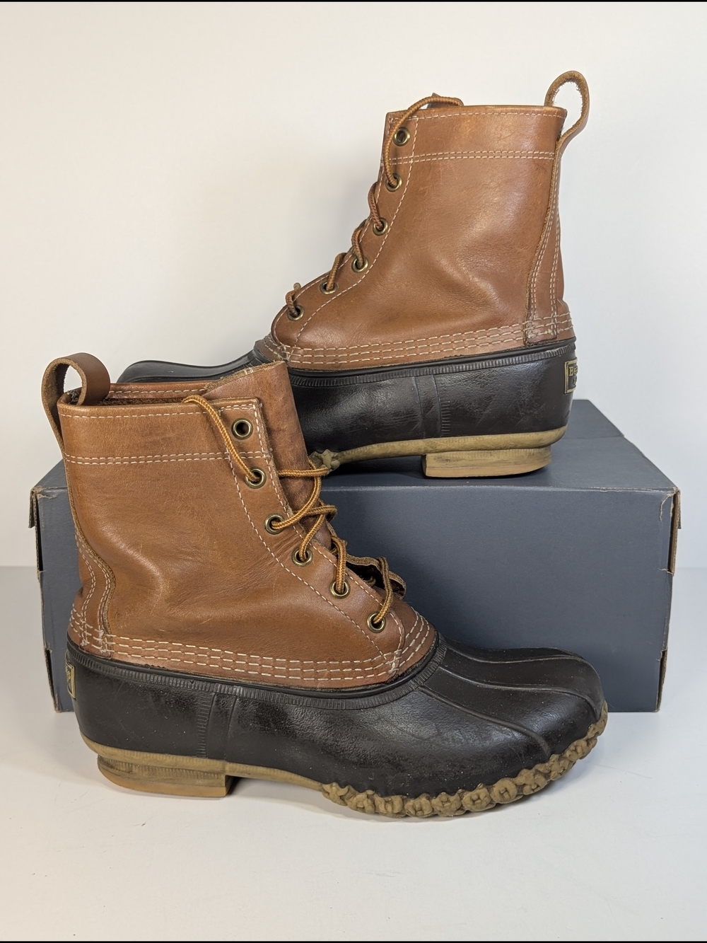 L.L. Bean Men's Two-Tone Leather Duck Boots - Brown/Black